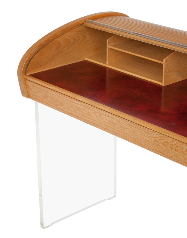 Vladimir Kagan Roll Top Oak And Lucite Writing Desk Vern Vera